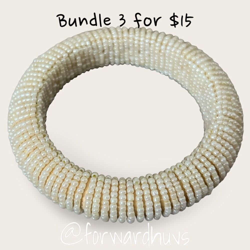 Bundle 3 for $15 Handmade Bangle Bracelet covered in Pill Seed Beads